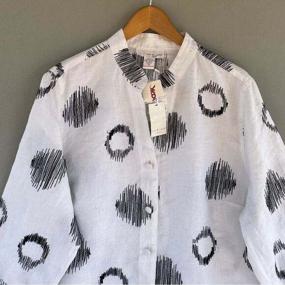 🎉5 for $45🎉 NWT Lucy & Laurel Top Blouse Shirt Size 1X Pure Linen - Picture 3 of 9